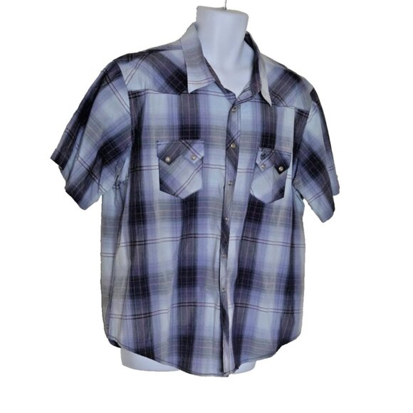 Wrangler Plaid American Cowboy Pearl Snap short sleeve Shirt MV12729 Size XXL - Picture 1 of 6